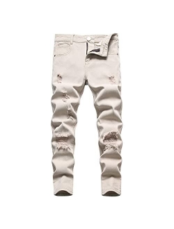 JLLDS LKMQA Boy's Skinny Fit Ripped Destroyed Distressed Slim Fashion Stretch Jeans Pants