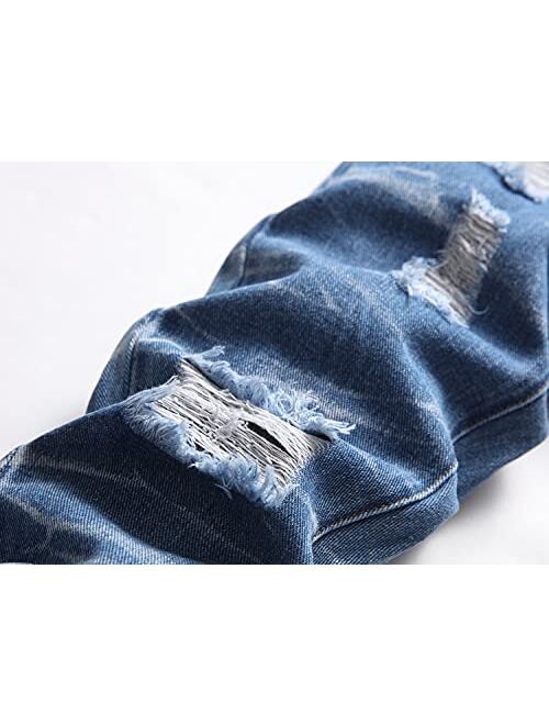 JLLDS LKMQA Boy's Skinny Fit Ripped Destroyed Distressed Slim Fashion Stretch Jeans Pants