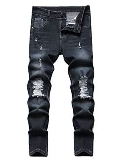 Marchrol Boys Ripped Hole Skinny Fit Distressed Jeans