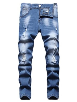 Marchrol Boys Ripped Hole Skinny Fit Distressed Jeans