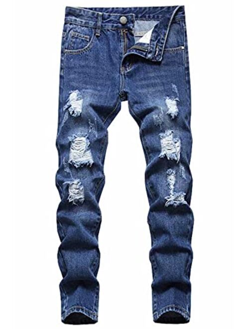 AOWKULAE Boys Skinny Fit Ripped Destroyed Jeans
