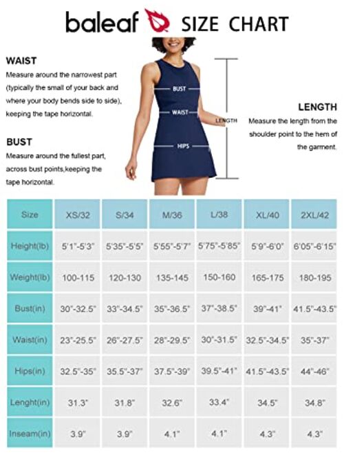 BALEAF Women's Tennis Golf Dress with Inner Shorts 2 Pockets for Sports Workout