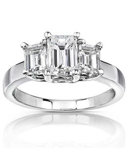 Emerald-cut Moissanite Three-stone Engagement Ring 2 3/4 CTW 14k White Gold