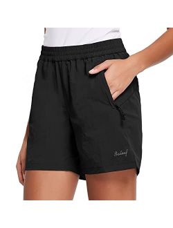 Women's 5" Athletic Shorts for Hiking Running Workout with Zipper Pockets Lightweight Quick Dry UPF 50