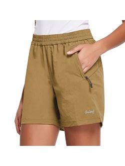 Women's 5" Athletic Shorts for Hiking Running Workout with Zipper Pockets Lightweight Quick Dry UPF 50