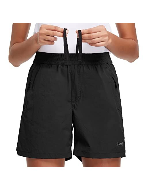 BALEAF Women's 5" Athletic Shorts for Hiking Running Workout with Zipper Pockets Lightweight Quick Dry UPF 50+