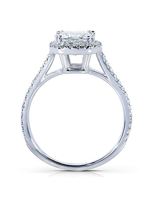 Kobelli Forever One Moissanite and Lab Grown Diamond Halo Engagement Ring 1 1/3 CTW 14k White Gold (DEF/VS)