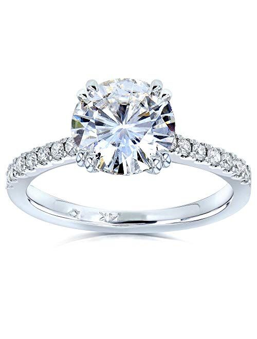 Kobelli Moissanite and Lab Grown Diamond Engagement Ring 1 3/4 CTW 14k White Gold (GH/VS, DEF/VS)