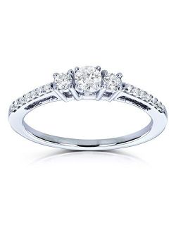 Three Stone Round Diamond Engagement Ring 1/4 Carat TW in 10k White Gold