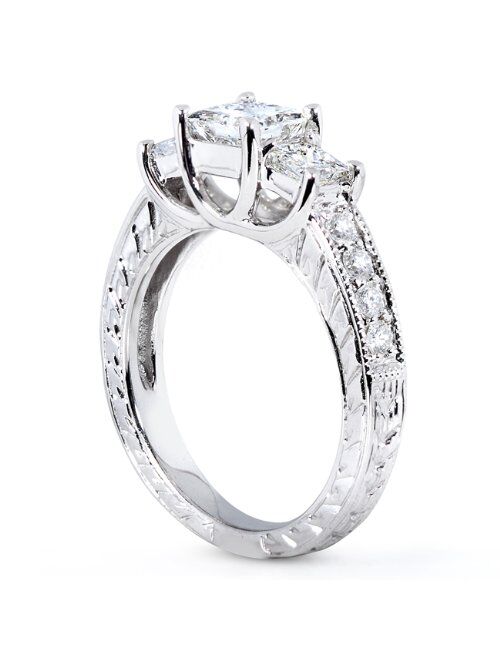 Kobelli Princess Diamond Wedding Ring Set 1 7/8 carats (ctw) in 14K White Gold (3 Piece Set)
