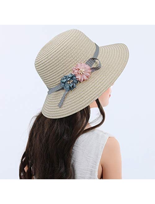 Bienvenu Girls Straw Hat with Pocket Girls Sun Hat Set Straw Suit