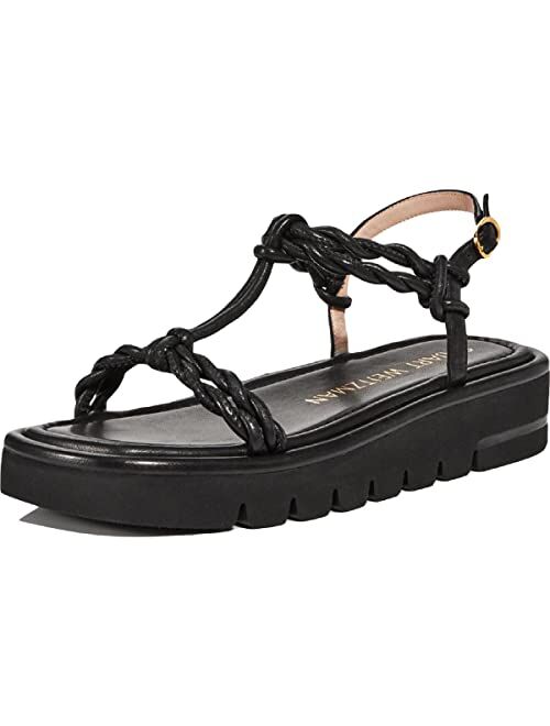 Stuart Weitzman Calypso Lift Metallic Leather Platform Sandals