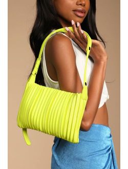 Pop Culture Lime Green Pleated Shoulder Bag