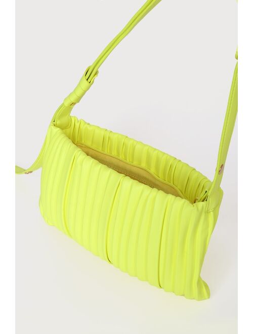 Lulus Pop Culture Lime Green Pleated Shoulder Bag