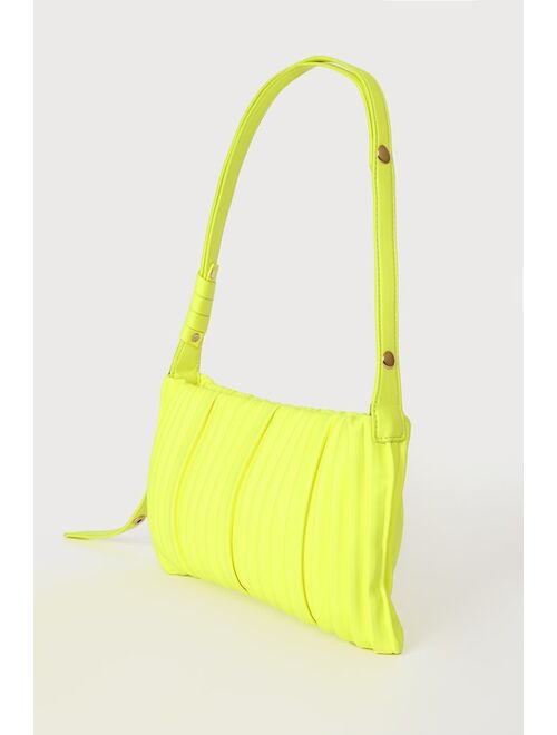 Lulus Pop Culture Lime Green Pleated Shoulder Bag