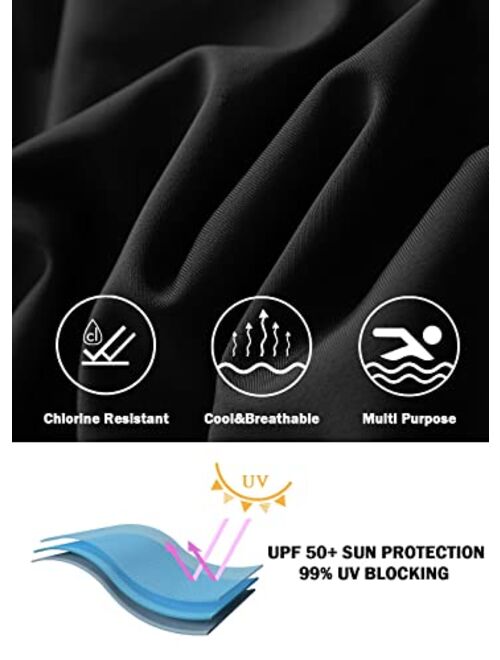 BALEAF Women's Modest Ruched Side Tie Tankini Top Only Sporty Blouson Swimming Tank Tops UPF 50+