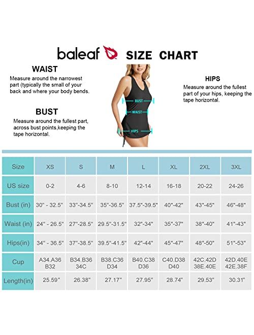 BALEAF Women's Modest Ruched Side Tie Tankini Top Only Sporty Blouson Swimming Tank Tops UPF 50+