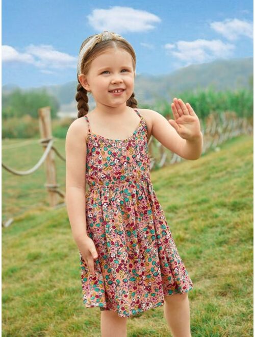 SHEIN Toddler Girls 1pc Floral Cami Dress