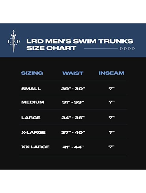 LRD Men's Swim Trunks with Compression Liner 7 Inch Inseam Quick Dry Swim Shorts