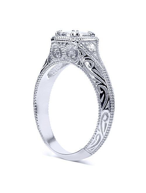 Kobelli Diamond Antique Style Filigree Engagement Ring 5/8 CTW in 14k White Gold