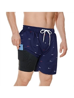 American Trends Mens Swim Trunks Compression Lined Swim Shorts for Outdoor Bathing Suit Shorts