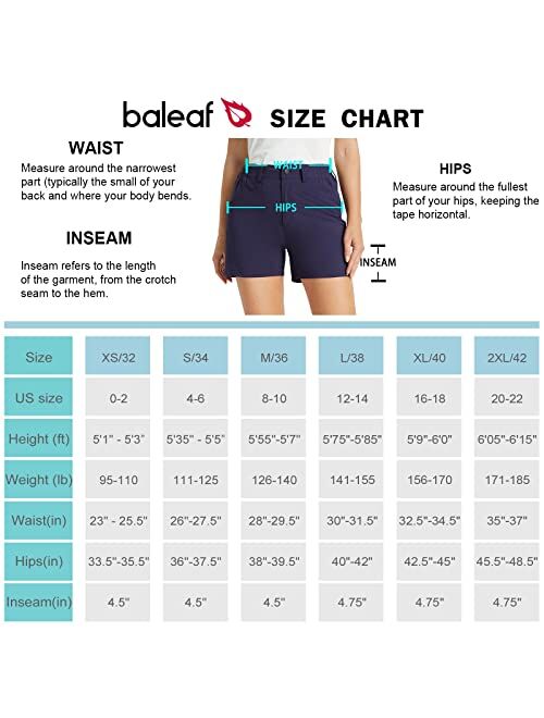 BALEAF Women's Golf Shorts Stretch 4.5" Quick Dry Mesh Breathable Hiking Spandex Active with Pockets Athletic