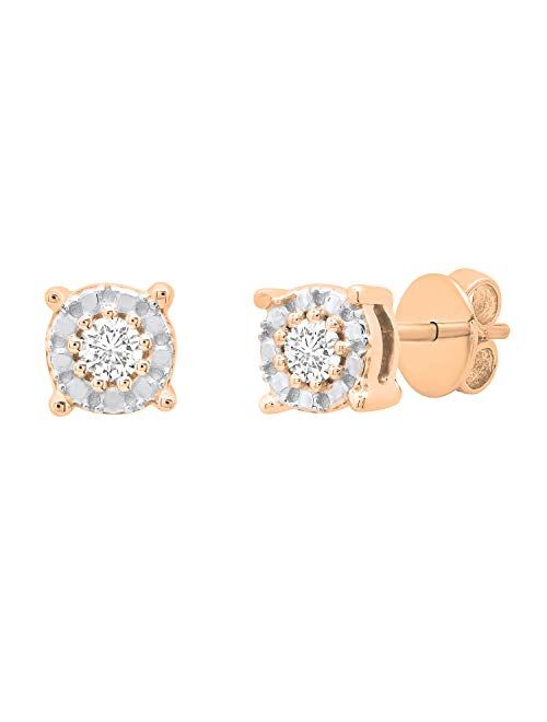 Dazzlingrock Collection 0.10 Carat (ctw) Round White Diamond Ladies Cluster Beaded Stud earrings 1/10 CT, Available in Metal 10K/14K/18K Gold & 925 Sterling Silver