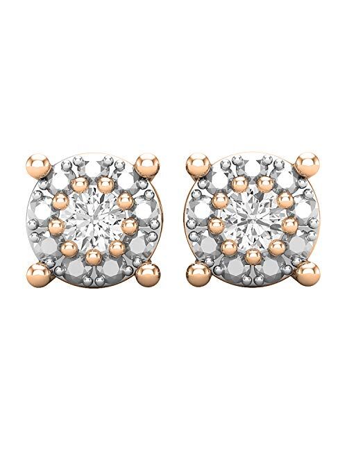 Dazzlingrock Collection 0.10 Carat (ctw) Round White Diamond Ladies Cluster Beaded Stud earrings 1/10 CT, Available in Metal 10K/14K/18K Gold & 925 Sterling Silver