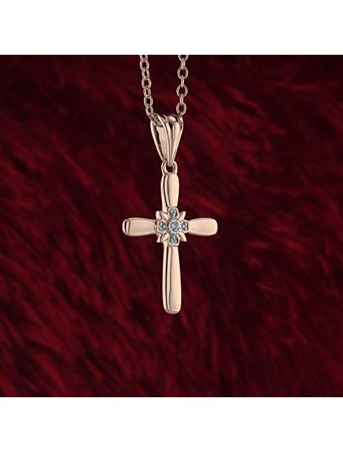 Dazzlingrock Collection Round White Diamond Accent Ladies Looped Cross Flower Pendant, Available in Metal 10K/14K/18K Gold & 925 Sterling Silver