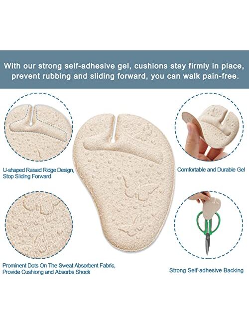 Urwalk Metatarsal Pads Ball of Foot Cushions for Women and Men, Anti-Slip Flip Flop Pad, Self-Adhesive Gel Forefoot Pads for Thong Sandals