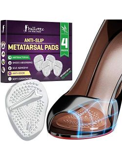 Ballotte Soft Metatarsal Pads for Women and Men Infused with Tea Tree Oil [Anti-Slip Ball of Foot Cushions] Prevent Tension and Forefoot Pain, Strong Adhesive High Heel I