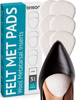 BRISON Metatarsal Felt Foot Pad - Ball of Foot Cushions Soft Grooved Surface Insole Metatarsal Feet Pads Callus Metatarsalgia Pain Prevention Cushioning Inserts for Women
