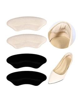 Budefull Heel Grips Liner Cushions Loose Shoes, Self-Adhesive High Heel Pads Inserts Snugs Shoes Too Big Men Women, Prevent Heel Slip and Blister (4 Pairs ), Pale Apricot