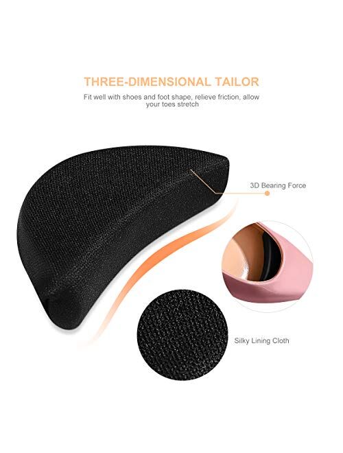 Healifty Forefoot Pad Shoe Filler Shoe Inserts Size 2Pair(Black)