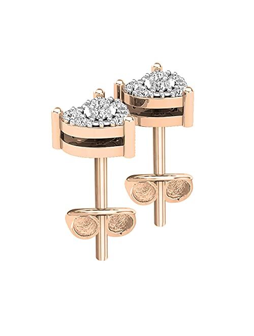 Dazzlingrock Collection 0.15 Carat (ctw) Round White Diamond Ladies Heart Shape Stud Earrings, Available in Metal 10K/14K/18K Gold & 925 Sterling Silver