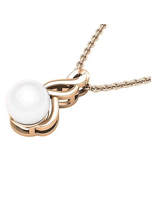 Dazzlingrock Collection 7 MM Round White Freshwater Pearl Ladies Swirl Pendant, Available in Metal 10K/14K/18K Gold & 925 Sterling Silver