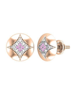 Collection Round Gemstone Ladies Rounded Kite Shape Fashion Stud Earrings, Available in Various Gemstones & Metal in 10K/14K/18K Gold & 925 Sterling Silver