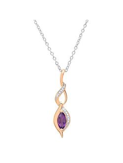 Collection 8X4 MM Marquise Gemstone & Round White Diamond Ladies Twist Infinity Pendant, Available in Various Gemstones & Metal in 10K/14K/18K Gold & 925 Ste