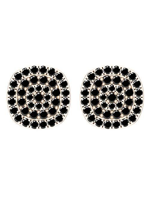 Dazzlingrock Collection 0.95 Carat (ctw) Round Diamond Ladies Double Halo Cluster Screw Back Stud Earrings, Available in 10K/14K/18K Gold & 925 Sterling Silver