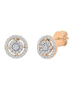 Collection 0.20 Carat (ctw) Round White Diamond Ladies Cluster Stud Earrings 1/5 CT, Available in Metal 10K/14K/18K Gold & 925 Sterling Silver