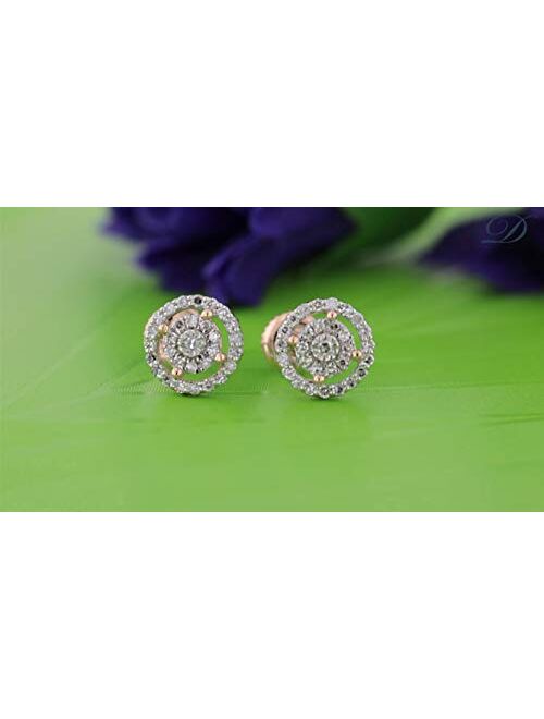 Dazzlingrock Collection 0.20 Carat (ctw) Round White Diamond Ladies Cluster Stud Earrings 1/5 CT, Available in Metal 10K/14K/18K Gold & 925 Sterling Silver