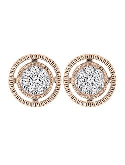 Collection 0.10 Carat (ctw) Round White Diamond Ladies Cluster Circle Stud Earrings 1/10 CT, Available in Metal 10K/14K/18K Gold & 925 Sterling Silver