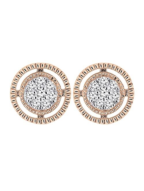 Dazzlingrock Collection 0.10 Carat (ctw) Round White Diamond Ladies Cluster Circle Stud Earrings 1/10 CT, Available in Metal 10K/14K/18K Gold & 925 Sterling Silver