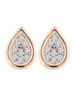 Collection 0.10 Carat (ctw) Round White Diamond Ladies Pear Shape Cluster Teardrop Stud Earrings 1/10 CT, Available in Metal 10K/14K/18K Gold & 925 Sterling