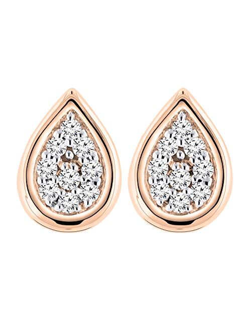 Dazzlingrock Collection 0.10 Carat (ctw) Round White Diamond Ladies Pear Shape Cluster Teardrop Stud Earrings 1/10 CT, Available in Metal 10K/14K/18K Gold & 925 Sterling 