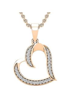 Collection 0.12 Carat (ctw) Round White Diamond Ladies Heart Pendant, Available in Metal 10K/14K/18K Gold & 925 Sterling Silver