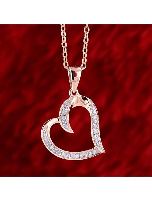 Dazzlingrock Collection 0.12 Carat (ctw) Round White Diamond Ladies Heart Pendant, Available in Metal 10K/14K/18K Gold & 925 Sterling Silver