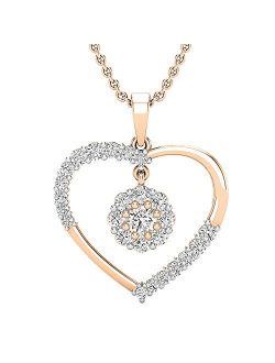 Collection 1.00 Carat (ctw) Round White Diamond Ladies Heart Pendant 1 CT, Available in Metal 10K/14K/18K Gold & 925 Sterling Silver