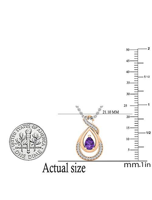 Dazzlingrock Collection 6X4 MM Pear Gemstone & Round White Diamond Ladies Swirl Infinity Teardrop Pendant, Available in Various Gemstones & Metal in 10K/14K/18K Gold & 92