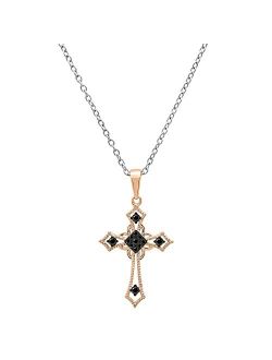 Collection Ladies Cross Religious Pendant (Silver Chain Included), Available in Various Round Diamonds & Metal in 10K/14K/18K Gold & 925 Sterling Silver
